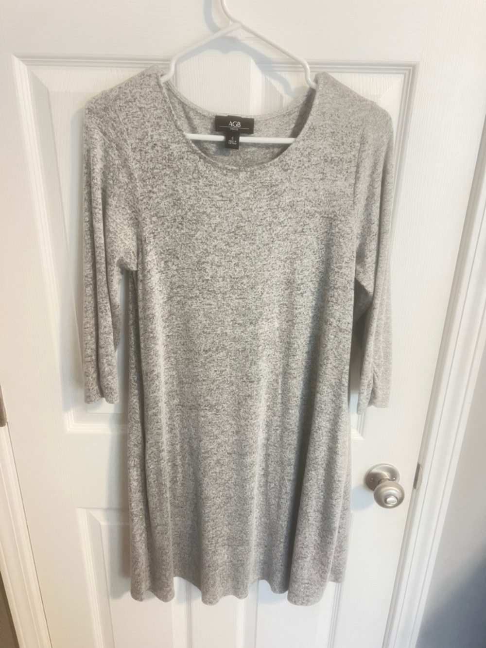 AGB Light Heather Gray Long Sleeve A-Line Knit Dress